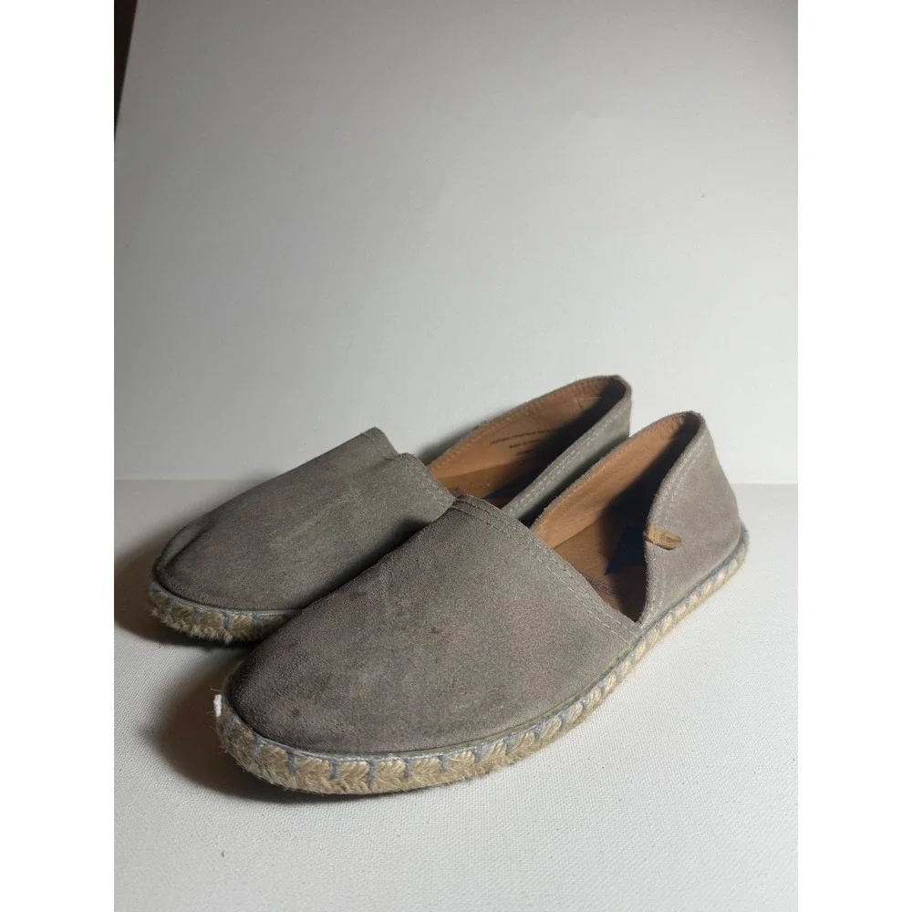 Verbenas Espadrilles Carmen Taupe Suede Leather Women's Sz 38 Made in Spain EUC